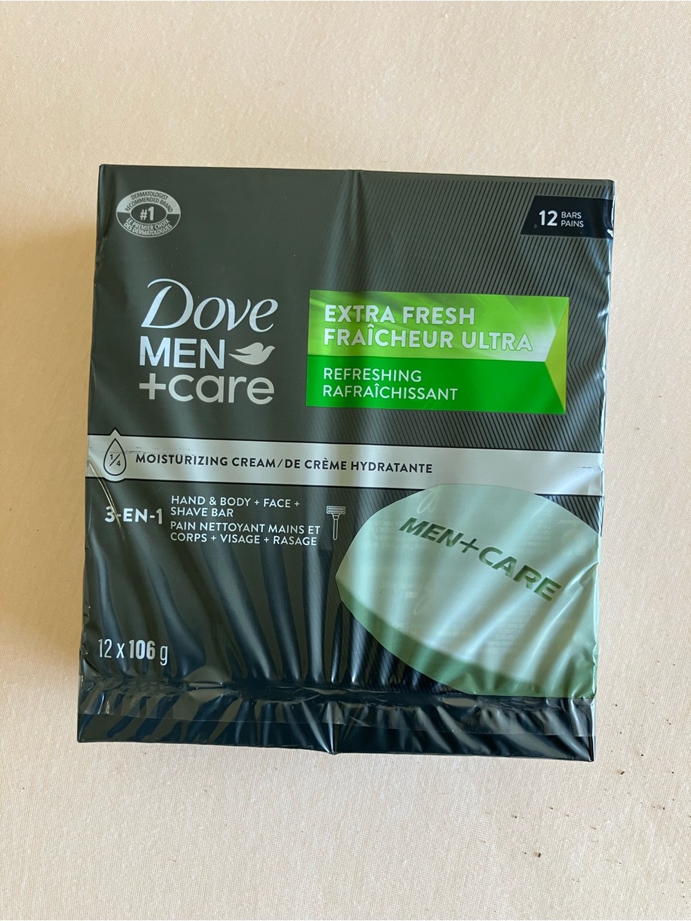 Dove Men+Care Extra Fresh 3-in-1 Soap Bars – 12 Pack